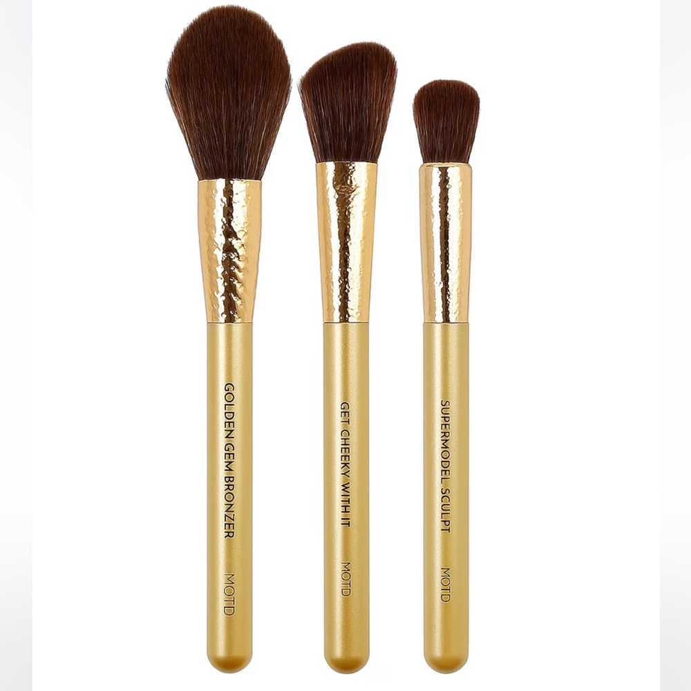M.O.T.D. Revolve Cosmetics Gold Goddess Makeup Brush 3 Set